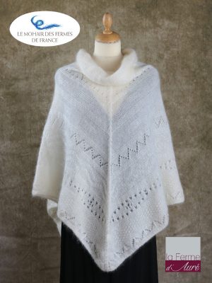 Poncho Mohair et Soie Ecru modele Sik par la Ferme d'Auré - 1