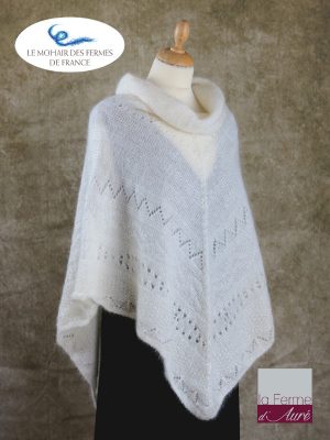 Poncho Mohair et Soie Ecru modele Sik par la Ferme d'Auré - 2