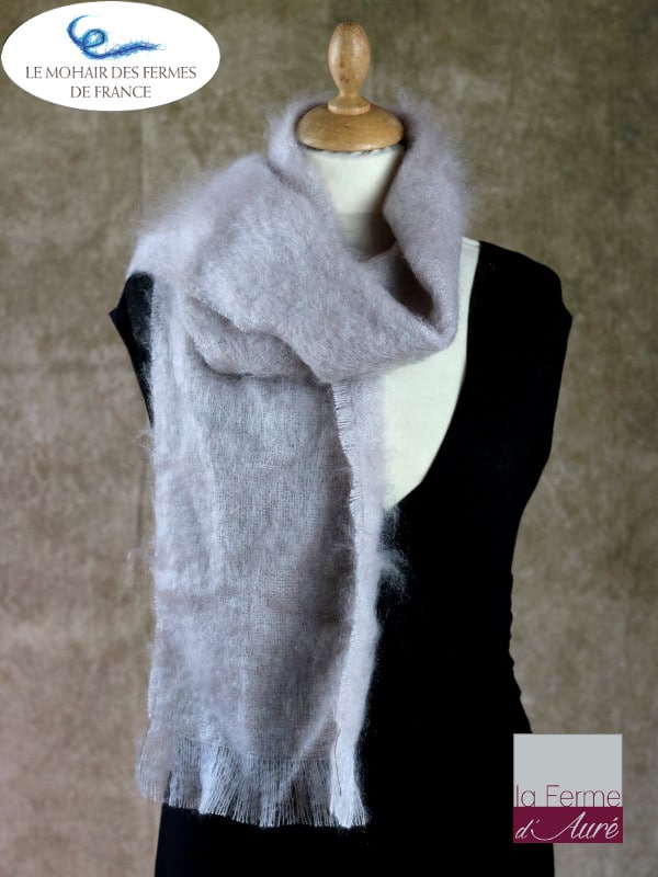 Echarpe mohair et soie grege Petit modele - Mohair Ferme d'Auré