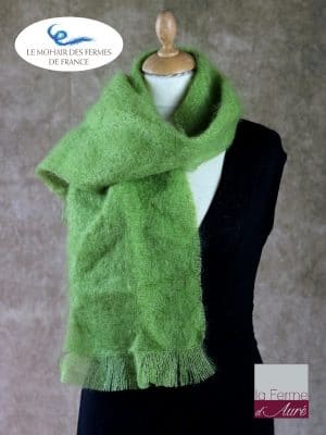 Echarpe mohair et soie Vert anis Petit modele - Mohair Ferme d'Auré