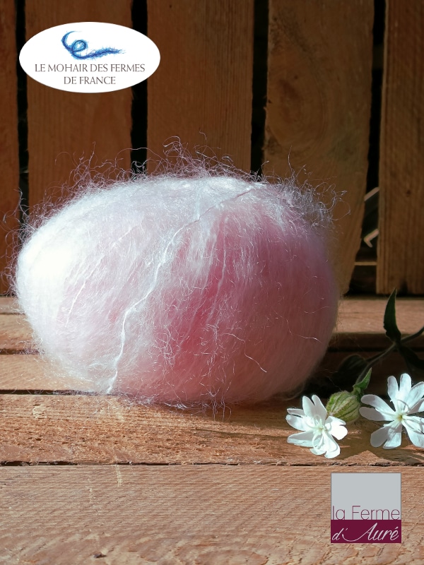 Laine Mohair rose poudre Fermes de France