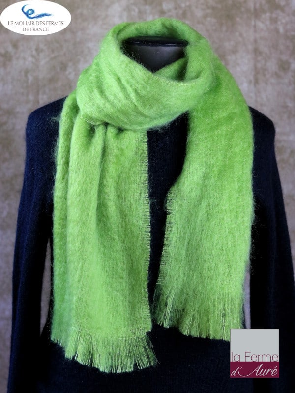 Echarpe Mohair Homme vert anis 1,80m