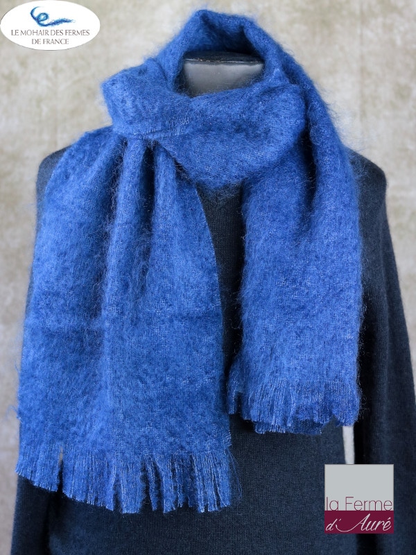 Echarpe Mohair Homme bleu hollandais 1,80m