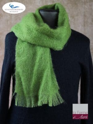 Echarpe Mohair Homme Vert anis 1,40m