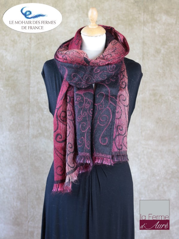 Etole Mohair Luxe effet cachemire Noir/Rouge 3