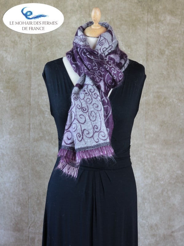 Etole Mohair Luxe effet cachemire Violet Gris -3