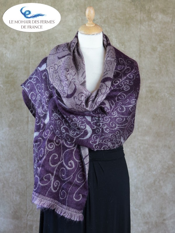 Etole Mohair Luxe effet cachemire Violet Gris -2