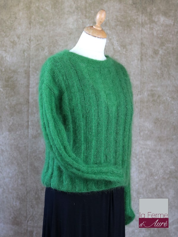 Pull Mohair et Soie Femme Vert, modele Nairobi -2