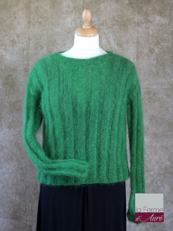 Pull Mohair et Soie Femme Vert, modele Nairobi