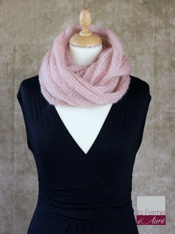 Snood Mohair et Soie Beige Rosé par la Ferme d'Auré