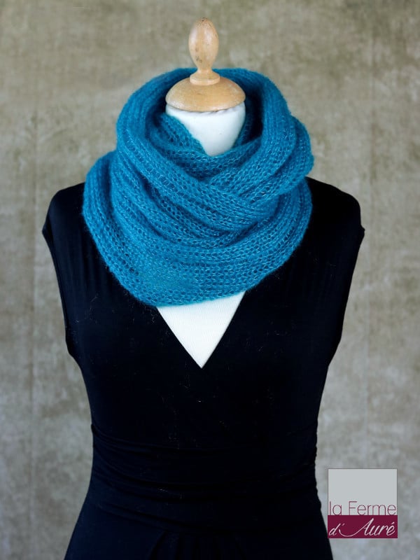 Echarpe tour de cou, Grand Snood double tour en laine mohair -  France