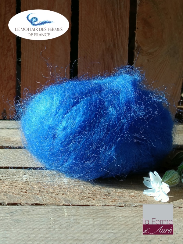 Laine à tricoter Pur Mohair Bleu Outremer - Mohair de la Ferme d'Auré