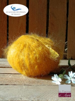 Fil à tricoter mohair de chevreaux jaune moutarde