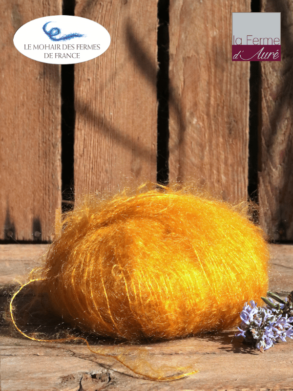 Laine Mohair et Soie jaune Soleil Fermes de France