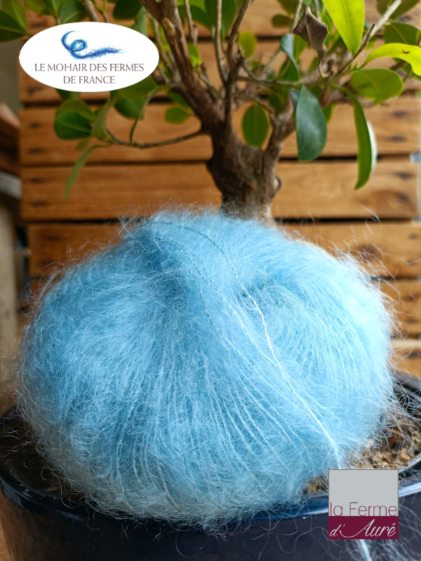 Laine Mohair et Soie Bleu Baltique - Mohair des Fermes de France