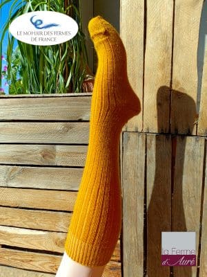 Chaussettes chaudes en mohair de France Jaune Soleil