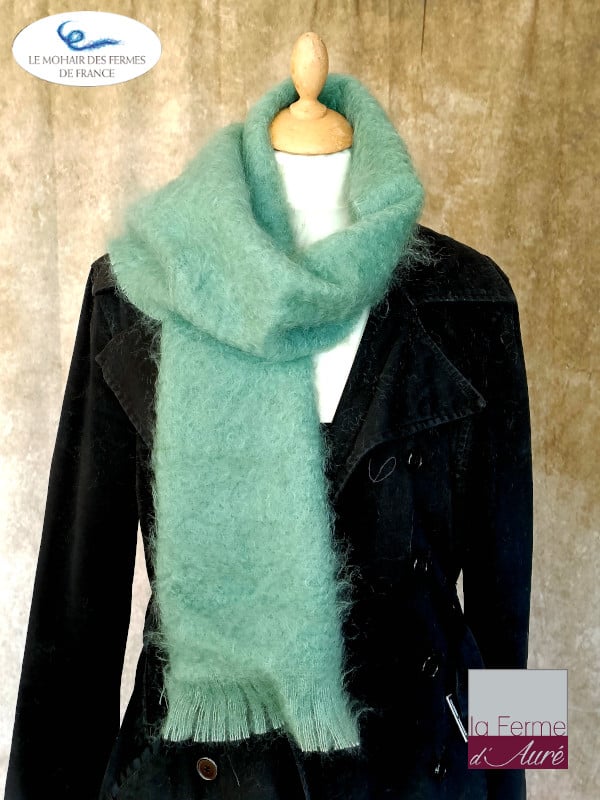 écharpe mohair et soie vert sauge - petit modele