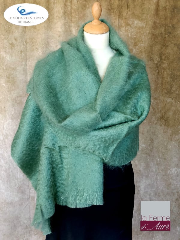 Etole Femme Mohair et Soie Vert Sauge - Mohair Ferme d'Auré