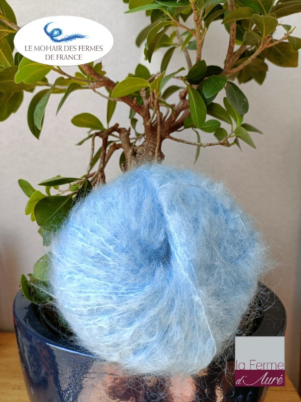 Laine Mohair Bleu Baltique Fermes de France