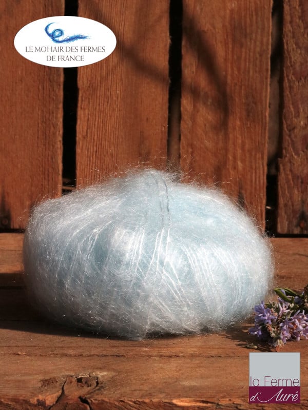 Laine Mohair et Soie Bleu Pastel Fermes de France