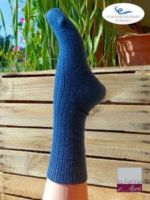 Chaussettes chaudes en mohair de France Bleu Gris