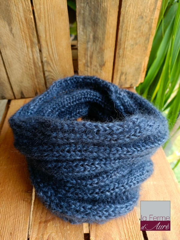 Tour de cou Homme - Snood Homme Tricot Mohair - Bleu Jean's