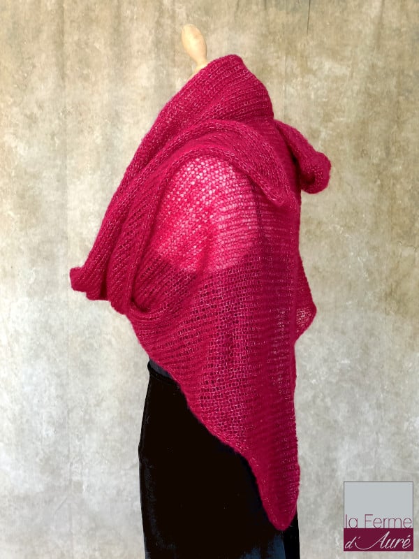 Chale mohair et soie Vert Bourgogne Mohair Ferme d'Auré -2