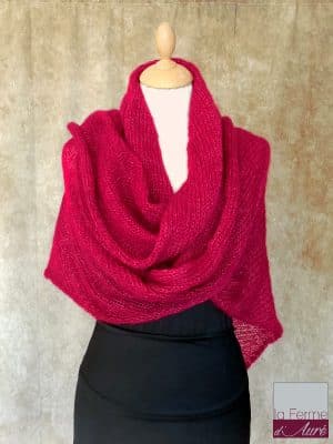 Chale mohair et soie Vert Bourgogne Mohair Ferme d'Auré -1