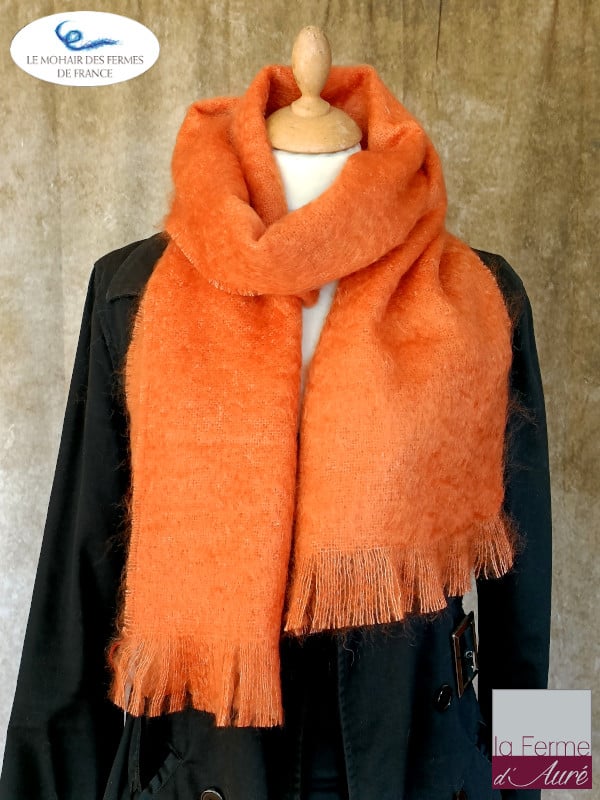 Grande Echarpe mohair et soie Cuivre - Mohair Ferme d'Auré