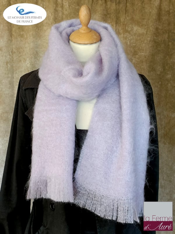 Grande Echarpe mohair et soie Lilas - Mohair Ferme d'Auré