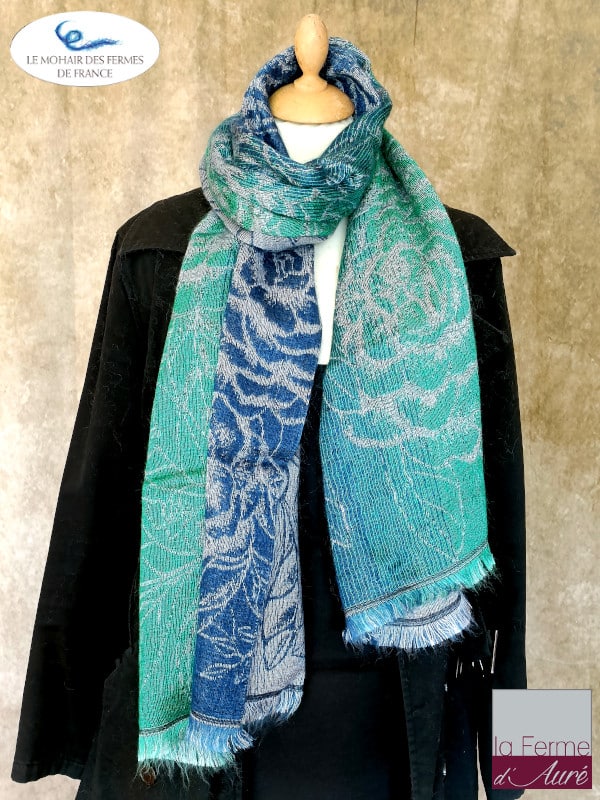 Etole Mohair Luxe effet cachemire Vert Bleu 2