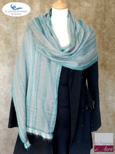 Écharpe Grise Mohair Et Soie Missegle - Cache-nez Occasion, Fabriqué En France