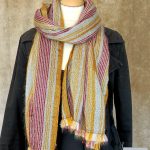 Etole Mohair Luxe effet cachemire rayee Jaune Bordeaux - 1