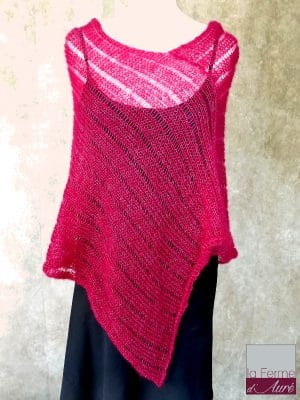Poncho Mohair Soie Riviera coloris Bourgogne par la Ferme d'Auré - 1