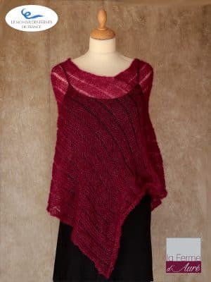 Poncho Mohair Soie Riviera coloris Bourgogne par la Ferme d'Auré - 1