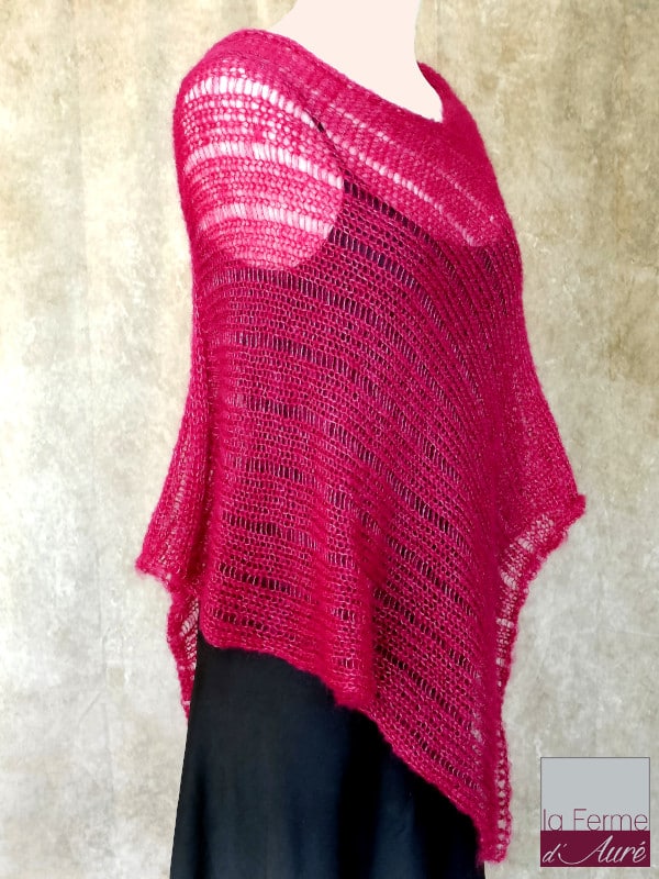 Poncho Mohair Soie Riviera coloris Bourgogne par la Ferme d'Auré - 2