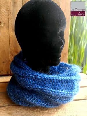 Tour de cou Homme tricot Mohair -Snood Homme Mohair de France - Bleu Jeans'