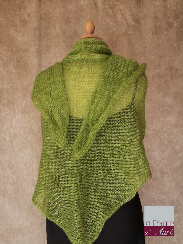 Chale mohair et soie Vert Anis - Mohair Ferme d'Auré -3