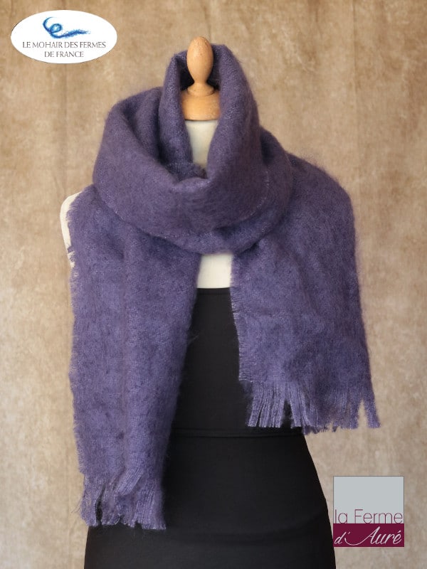 Grande Echarpe mohair et soie Myrtille - Mohair Ferme d'Auré
