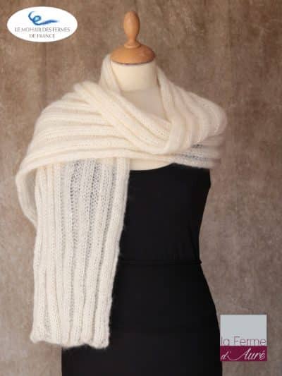 Étole écharpe KOOKAI En Laine Et Mohair - Marron/orange, 265x30cm, Très Bon état Occasion