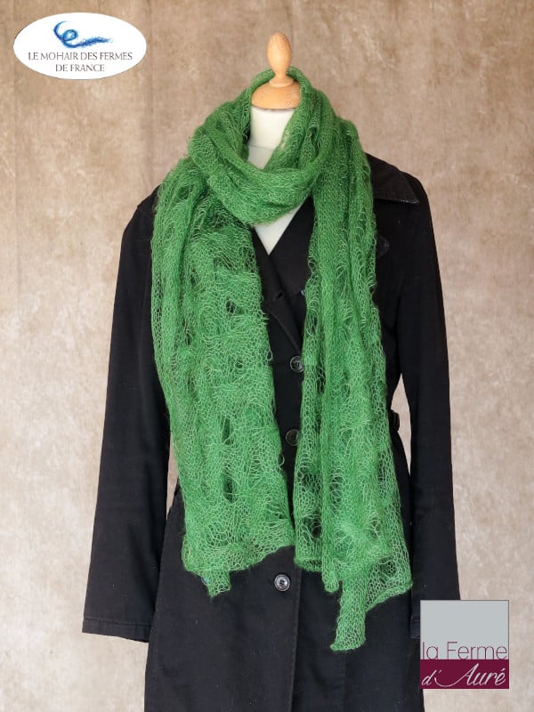 etole femme laine mohair et soie Vert 2- Mohair de France