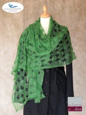 etole femme laine mohair et soie Vert Avocat