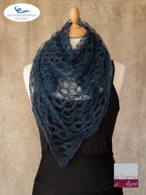 Echarpe mohair et soie foulard Bleu par la Ferme d'Auré - Mohair de France