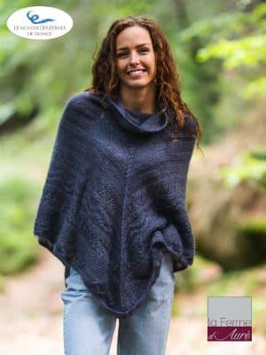 Poncho Femme Laine Mohair et soie gris ardoise - Mohair des Fermes de France - 2