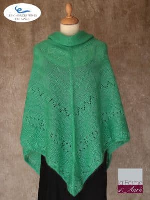 Poncho Mohair et Soie Vert Chlorophile modele Sik par la Ferme d'Auré - 1