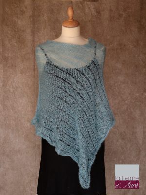 Poncho Mohair Soie Riviera coloris Bleu Baltique par la Ferme d'Auré - 1