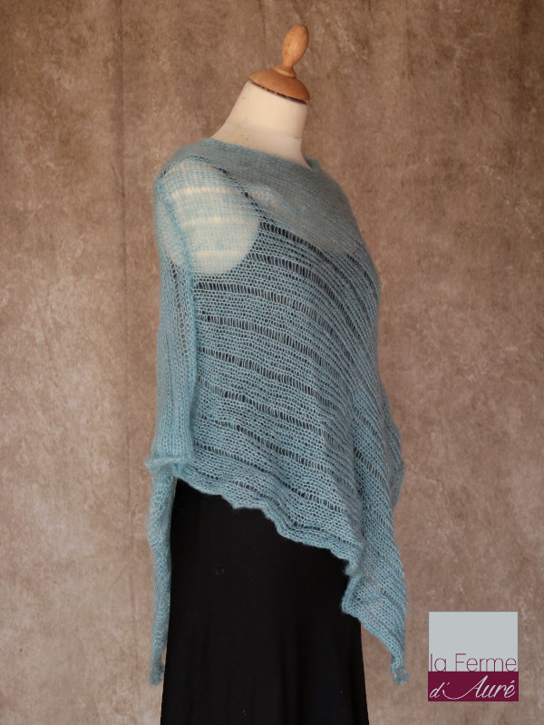 Poncho Mohair Soie Riviera coloris Bleu Baltique par la Ferme d'Auré - 2