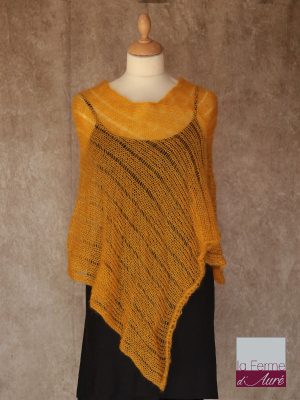 Poncho Mohair Soie Riviera coloris Jaune Soleil par la Ferme d'Auré - 1