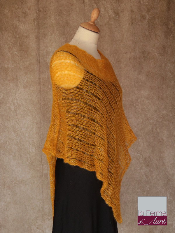 Poncho Mohair Soie Riviera coloris Jaune Soleil par la Ferme d'Auré - 2