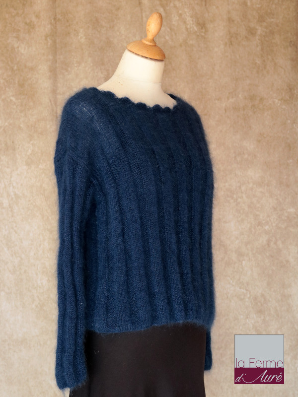 Pull femme en laine angora tricoté main made in France Ludivine